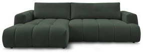 Zöld kinyitható-tárolóhelyes sarokkanapé (bal oldali-heverő résszel) Fuji – Bobochic Paris
