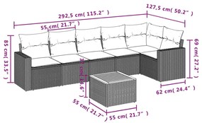 7 részes fekete polyrattan kerti ülőgarnitúra párnával