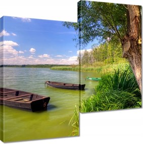 Vászonkép 60x60 Tó Csónakok Tájkép