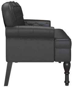 vidaXL Chesterfield Pad Fekete 119.5 x 64.5 x 75 cm Műbőr