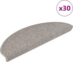 vidaXL 30 db lépcsőszőnyegek öntapadós szizál kinézetű 65x21x4 cm