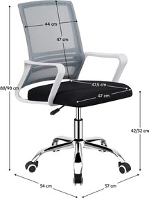 Irodai szék, hálószövet szürke/szövet fekete/műanyag fehér, APOLO 2 NEW
