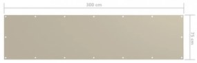bézs oxford-szövet erkélyparaván 75 x 300 cm