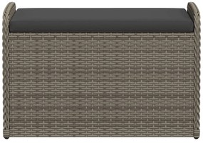 szürke polyrattan tárolópad párnával 80 x 51 x 52 cm