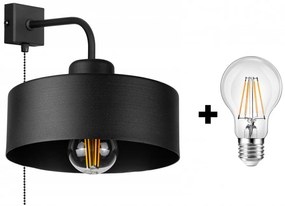 Glimex LAVOR MED fekete fali lámpa kapcsolóval 1x E27 + ajándék LED izzó