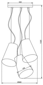 Lámpa Mennyezeti lámpatest KASEL 3, 6229, AC220-240V, 50/60Hz, 3*E27, max.40W, átmérő 46 cm, szürke