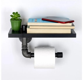 Vécépapír tartó polccal BORU 12x30 cm fekete