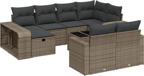 vidaXL 11 részes világosszürke polyrattan kerti ülőgarnitúra párnákkal