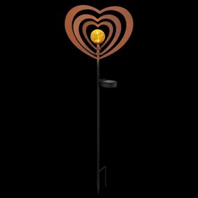 Globo 36580R Solar lámpa, fém, rozsda hatású, fekete fém, matt fekete műanyag, borostyánszínű gömb repedezett üveg hatással, tolókapcsoló, AAA 300mAh 1.2V elemmel, IP44, HxSzxM: 280x60x820mm, tartozék: LED 0.06W 3V, 3000K