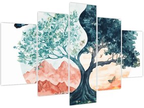 Kép – Akvarellfa tele élettel (150x105 cm)