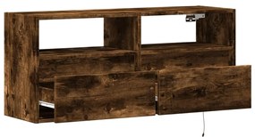füstös tölgy színű fali TV-szekrény LED-ekkel 100x31x45 cm