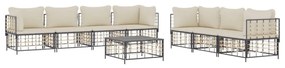 8 részes antracitszürke polyrattan kerti ülőgarnitúra párnákkal