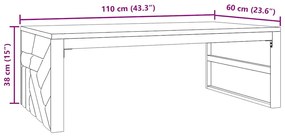 tömör tíkfa dohányzóasztal 110x60x38