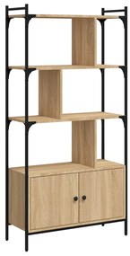 sonoma tölgy szerelt fa könyvespolc ajtókkal 76,5x30x154,5 cm
