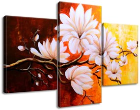 Gario Vászonkép Színes magnóliák - 3 részes Méret: 90 x 70 cm
