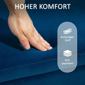 HOMCOM Pad, kárpitozott pad tárolóval, fém, kaucsukfa, habszivacs, 100 x 40 x 42 cm, sötétkék