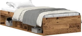 vidaXL antik fa szerelt fa ágykeret matrac nélkül 75x190 cm