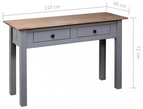 szürke tömör fenyőfa panama konzolasztal 110 x 40 x 72 cm