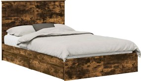 vidaXL Tárolós Ágy fejtámlával Füstölt tölgy 120 x 190 cm Faanyag