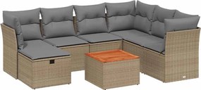 vidaXL 8 részes vegyes bézs polyrattan kerti ülőgarnitúra párnákkal