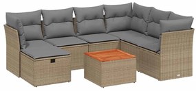 vidaXL 8 részes vegyes bézs polyrattan kerti ülőgarnitúra párnákkal