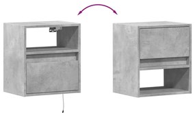 betonszürke falra szerelhető TV-szekrény LED-del 41x31x45 cm