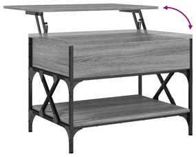 vidaXL szürke sonoma szerelt fa és fém dohányzóasztal 70 x 50 x 50 cm