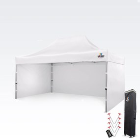 Professzionális reklám sátor 3x4,5m | Masszív ALU profil 1,8mm - plusz 3 oldalfal - Fehér
