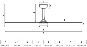 FARO 33815WT - Mennyezeti ventilátor PUNT M fekete átm. 132 cm WT + távirányítás