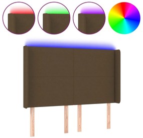 sötétbarna szövet LED-es fejtámla 147x16x118/128 cm