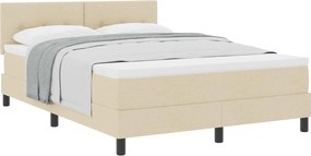 vidaXL Boxrugós ágy matracmal fejtámlával Krém 140 x 190 cm szövet