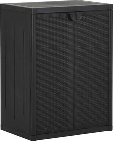 vidaXL fekete PP rattan kerti tárolószekrény 65 x 45 x 88 cm