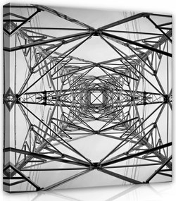 Vászonkép 40x40 Fém szerkezet oszlop kilátás alulról fekete-fehér geometria