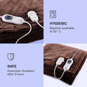 Klarstein Dr. Watson XL, melegítő takaró, 120 W, 180 x 130 cm, mosható, mikroplüss, barna