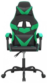 vidaXL fekete és zöld műbőr forgó játékszék