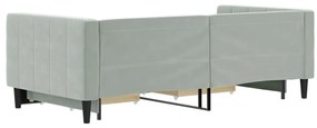 világosszürke kihúzható bársony heverő fiókkal 90 x 190 cm