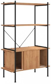 4 szintes acél és szerelt fa polc szekrénnyel 80x40x130 cm