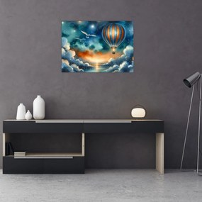 Üveg kép - Repülés az éjjeli ég alatt (70x50 cm)