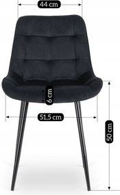 Szék fekete színben, bársony kárpittal CHRIS