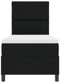 Rugós ágy matraccal és LED világítással, fekete, 80 x 200 cm, szövet