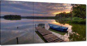 Vászonkép 180x90 Naplemente tó
