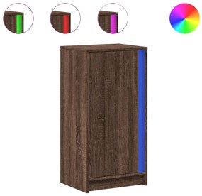 barna tölgy szerelt fa LED-es tálalószekrény 42,5 x 34 x 85 cm
