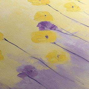 Kép - Lila és sárga virágok (órával) (90x30 cm)