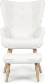 Relaxační křeslo, bílá, látka bouclé, AK-319 WT2