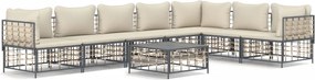 vidaXL 8 részes antracitszürke polyrattan kerti ülőgarnitúra párnákkal