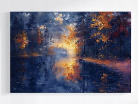 Poszter Erdő Fák Tó Tükröződés Ősz Nap 60x40