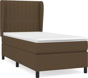vidaXL sötétbarna szövet rugós ágy matraccal 80 x 200 cm