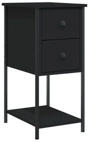 2 db fekete szerelt fa éjjeliszekrény 32x42x70 cm