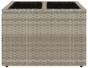 világosszürke polyrattan üveglapos kerti asztal 55x55x37 cm