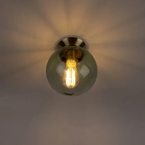 Art Deco mennyezeti lámpa sárgarézzel és zöld üveggel - Pallon